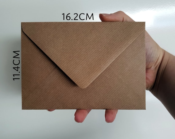 C6 Brown Ribbed Kraft Envelopes Fits A6 Greeting Cards Invitations 114mm x 162mm