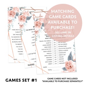 Bridal Shower Games PRINTED CARDS 3 Game Set Hen Party Game Ideas Hens Party Games Hen Party Game Bundle Suitable for Mrs & Mrs image 9