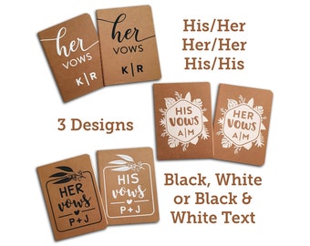 Wedding Vow Books. His & Hers Vow Books. His and His Vow Books. Hers and Hers Vow Books. Personalised Wedding Vow Booklets.