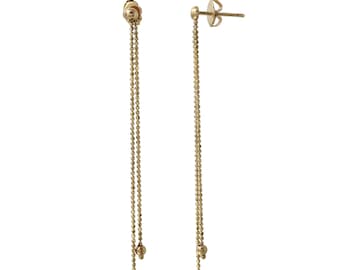 Women's Multi Ball Chain Drop Earrings in 14k Yellow Gold