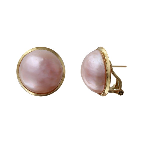 Pink pearl shop clip on earrings