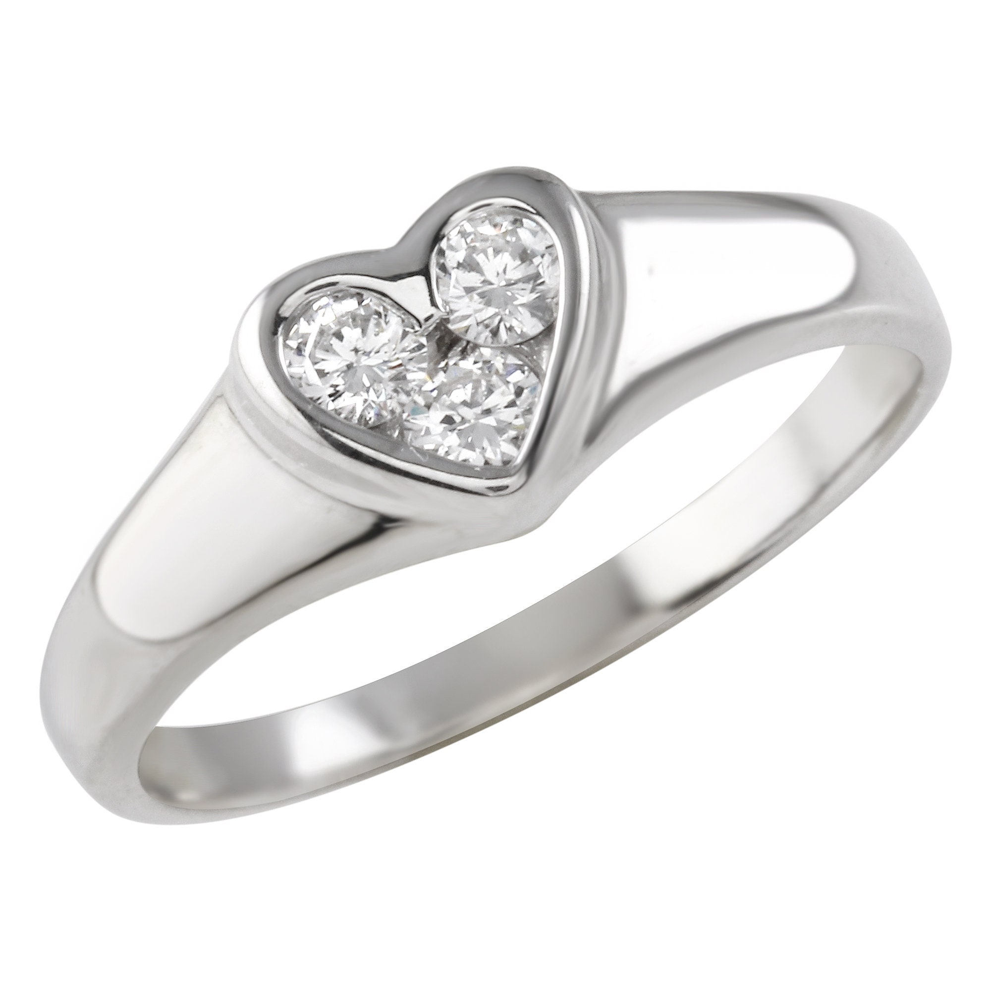 Women's Heart Shaped Promise Ring in 14K White Gold With - Etsy UK