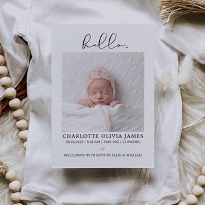 Birth Announcement Template, Printable Photo Birth Announcement Card, New Baby Photo Card, Newborn Announcement Photo Card