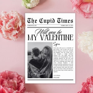 Valentinstag Zeitung Vorlage, Valentinstag Geschenk, Willst du mein Valentinstag sein, personalisiertes Valentinstag Geschenk, Valentinstag Karte, Amor