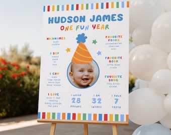 First Birthday Milestone Board with Photo, Fun to Be One Sign