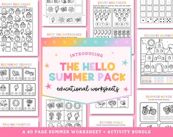 Printable Summer Activity Workbook: Preschool Kindergarten Worksheets (PDF)