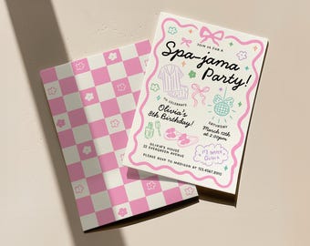 Editable Spa Jama Birthday Invitation Template, Girl Spa Party Invite