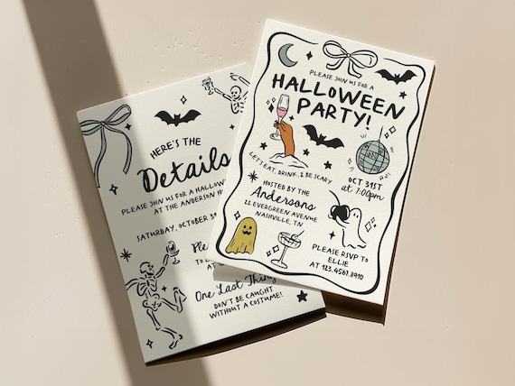 Editable Halloween Party Invitation Template, Costume Party Invite