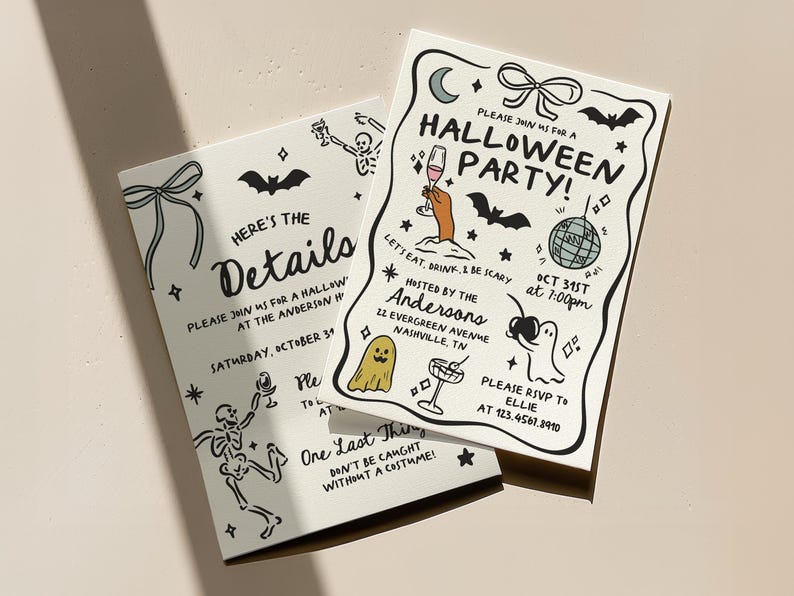 Editable Halloween Party Invitation Template, Costume Party Invite image 1