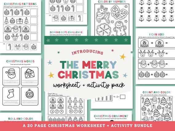 Christmas Preschool Worksheet Bundle: Holiday Learning Activities (PDF Download)