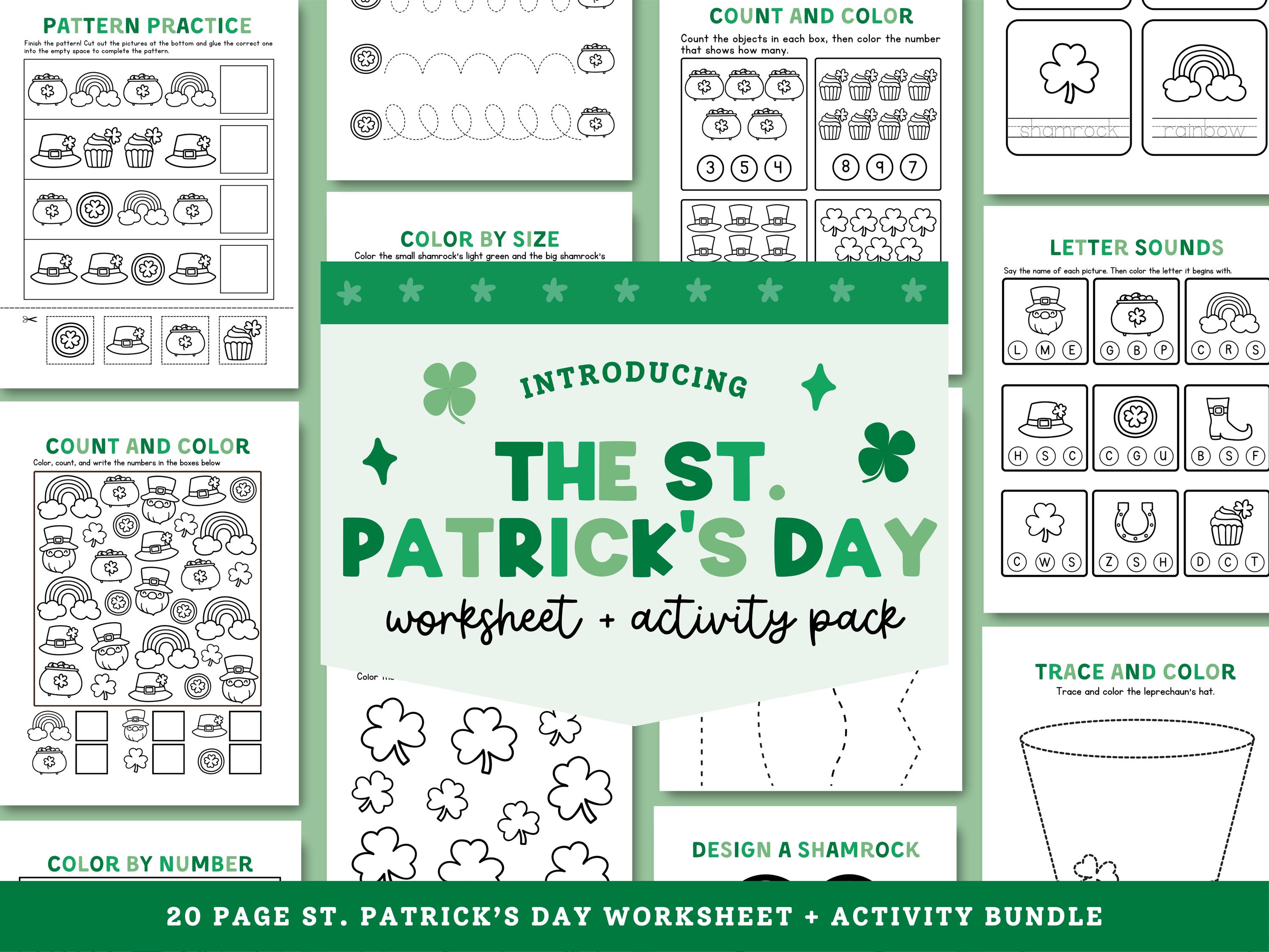 Printable St. Patrick's Day Worksheet Bundle, Preschool and ...
