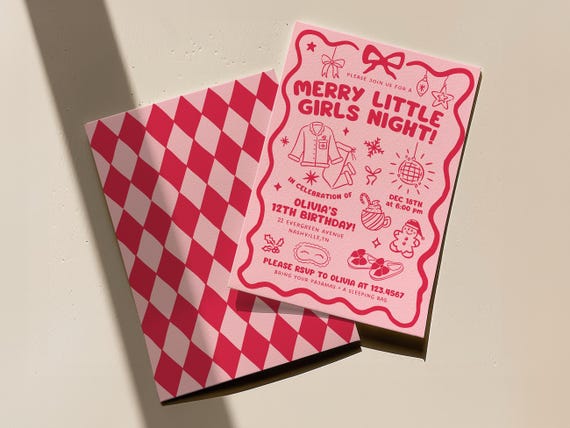 Christmas Sleepover Invitation: Editable Pajama Party Template