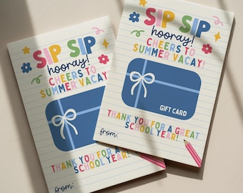 Teacher Gift Card Holder, Last Day School Staff Thank You (Digital Download)