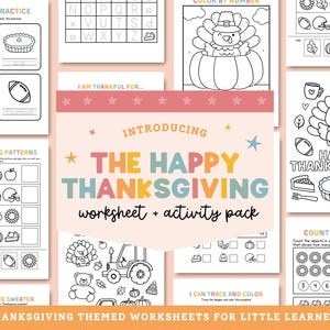 Thanksgiving Worksheet Bundle: Preschool & Kindergarten Learning (PDF Download)