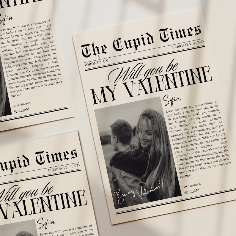 Editable Valentines Day Newspaper Template, Personalized Valentines ...