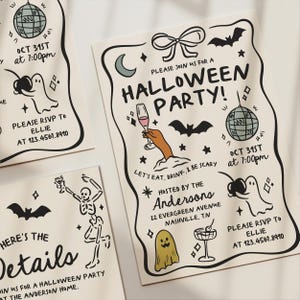 Editable Halloween Party Invitation Template, Costume Party Invite image 2