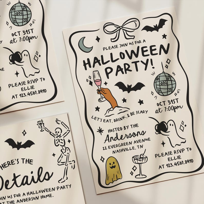 Editable Halloween Party Invitation Template, Costume Party Invite image 2
