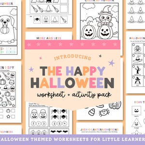 Halloween Activity Worksheets: Preschool & Kindergarten Learning Bundle (PDF Download)