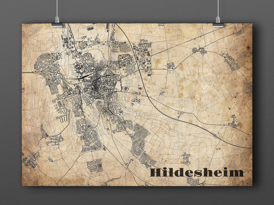 Hildesheim City map in vintage style | Etsy