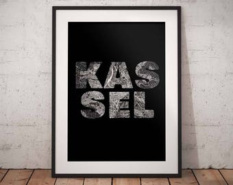 Kassel - A4 / A3 print - MapInBlack