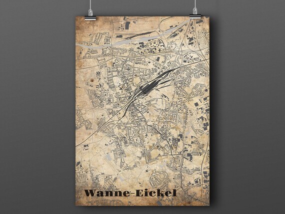 Wanne Eickel Vintage Style Map Etsy
