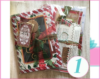 Christmas Junk Journal Includes Charm Washi Fabric Wrap Tons of Ephemera u