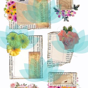 Junk Journal Ephemera Floral Notes Digital Download 28 Imanges, 5 Sheets image 6