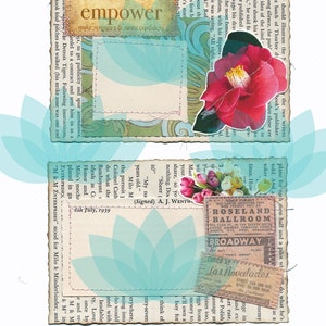 Junk Journal Ephemera Floral Notes Digital Download 28 Imanges, 5 Sheets image 3