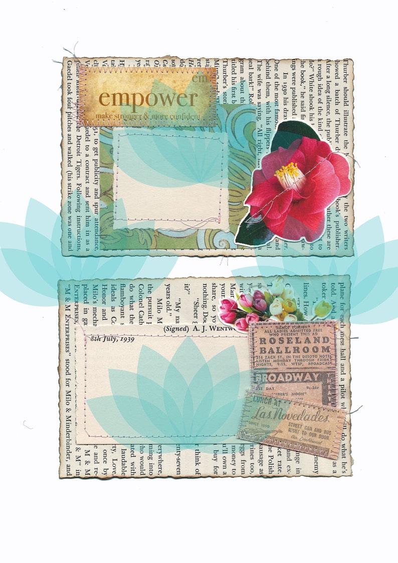 Junk Journal Ephemera Floral Notes Digital Download 28 Imanges, 5 Sheets image 3