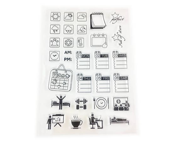 Travel Stamps for Traveller/'s Notebook Journal Accessoriest,transparent clear stamp Calendar Stamp Rubber Stamps