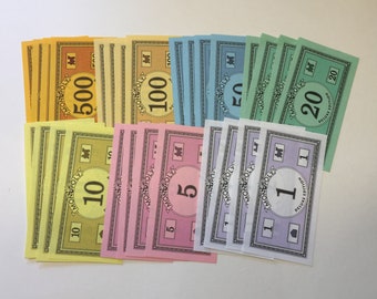 12 sheets monopoly spare money cutout 