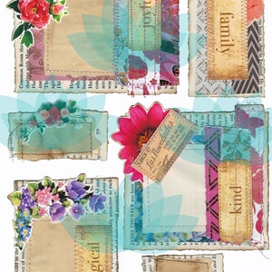 Junk Journal Ephemera Floral Notes Digital Download 28 Imanges, 5 Sheets image 5