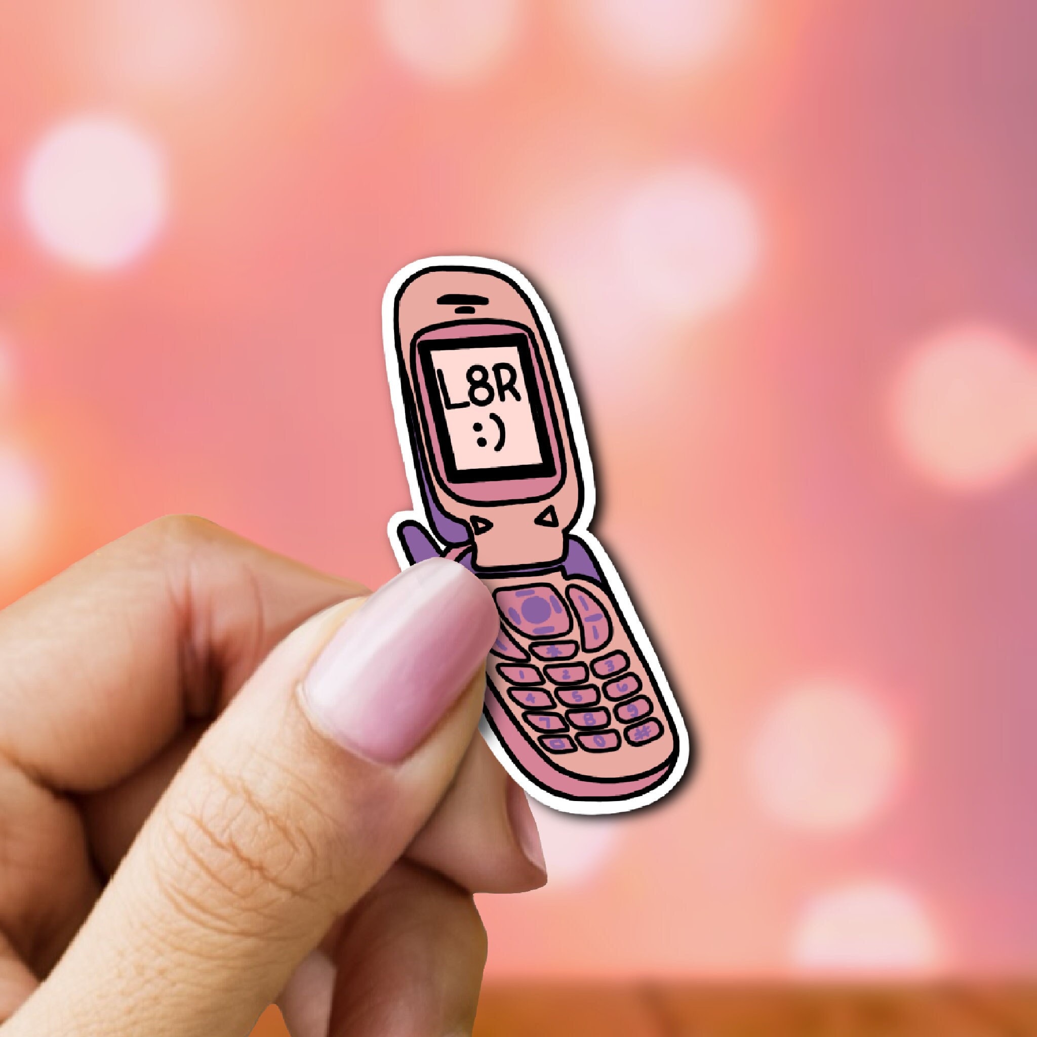 chanel flipphone pink phone sticker by @happyyouthclub