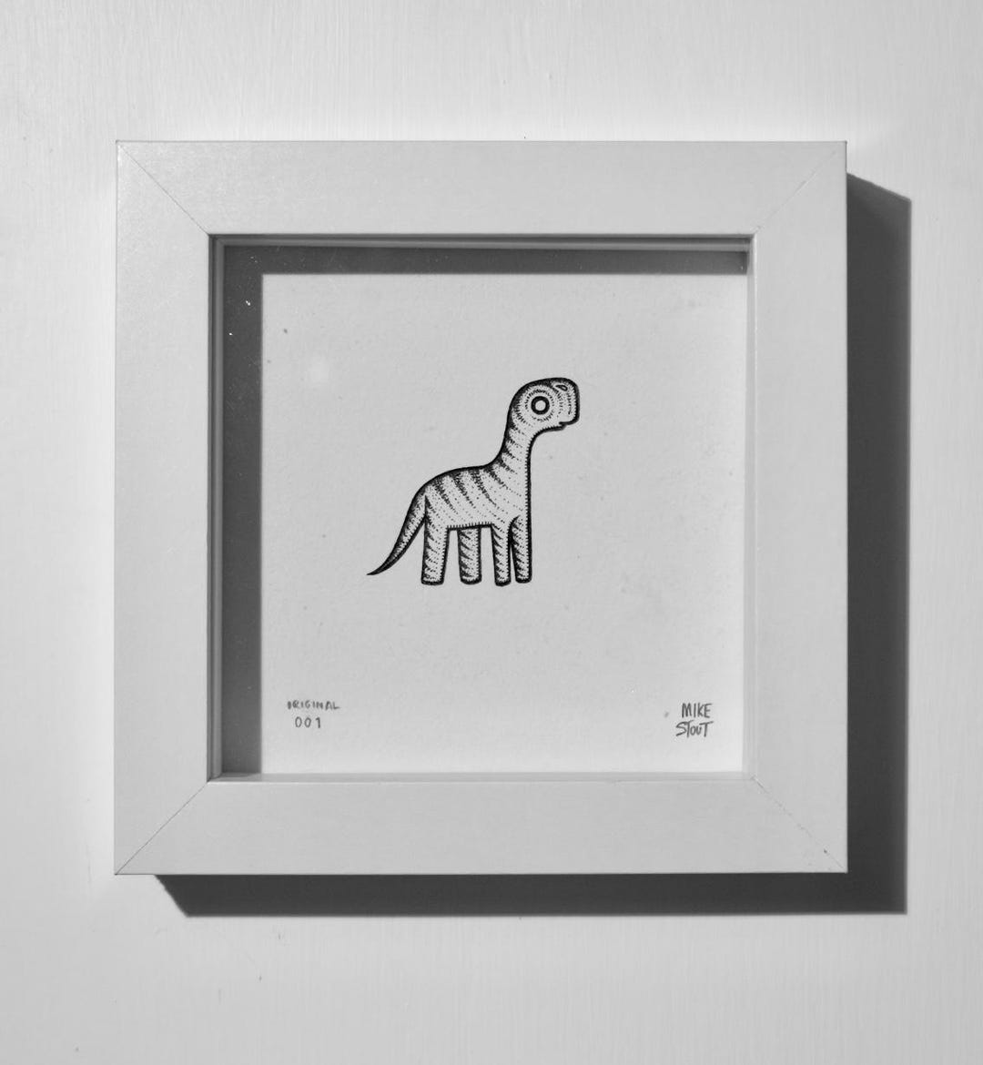 Custom Dinosaur Micro Drawing - Hand Drawn Fine Line Ink Illustration ...