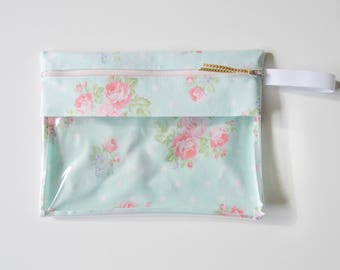 Organizational Pouch - Pink Flowers w/ White Polka Dots