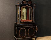 Dutch sideboard in oak and ebonized wood with mirrors