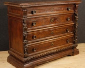 Antique Italian chest of drawers in pear wood from 18th century