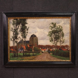 Signed G. V. Hoven landscape dated 1918 painting artwork oil on canvas art