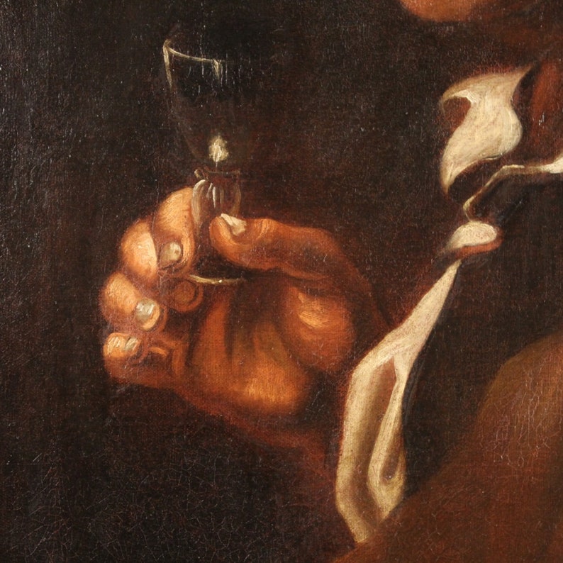 Ancien portrait italien tableau huile sur toile peinture grotesque 17ème siècle image 6