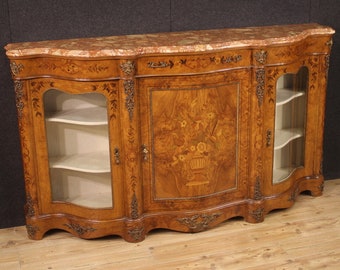 Napoleon III antique style inlaid sideboard marble buffet 20th century