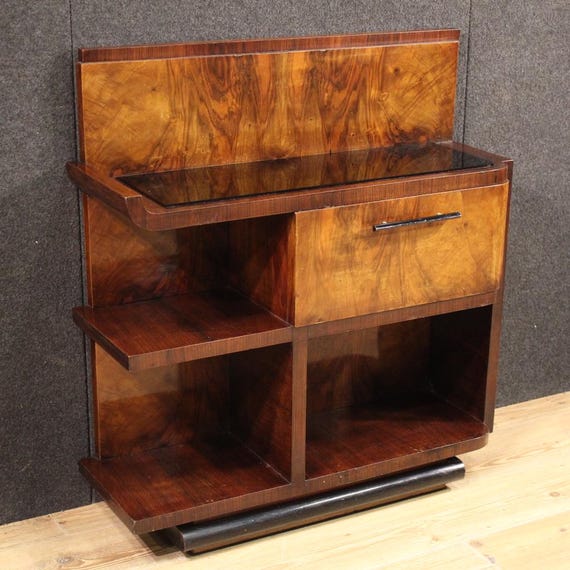 Sideboard cabinet Italian art deco style furniture wood 20th century bookcase