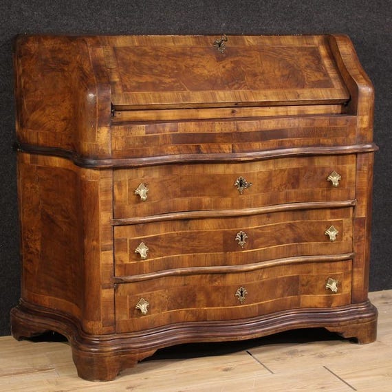 Italian bureau furniture in wood antique style secrétaire desk 20th century