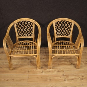 Pair armchairs furniture chairs wicker antique style garden living room image 4