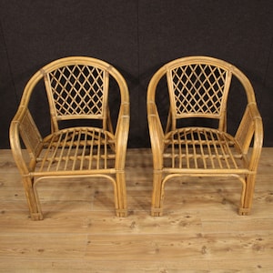 Pair armchairs furniture chairs wicker antique style garden living room
