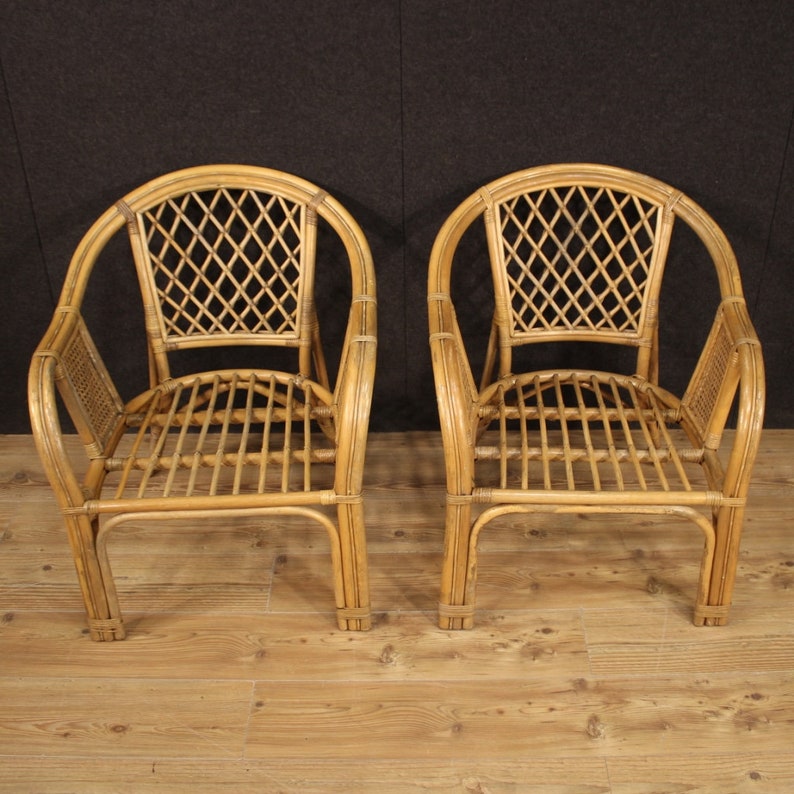 Pair armchairs furniture chairs wicker antique style garden living room image 4