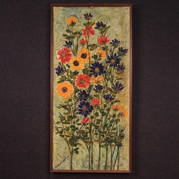 Signed Italian Still Life Floral Painting - Impressionist Art