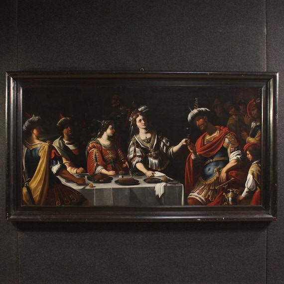 Great 17th-century Italian painting: The Banquet of Mark Antony and Cleopatra.