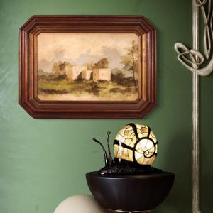 Signed landscape painting Italian oil artwork with frame 20th century 900