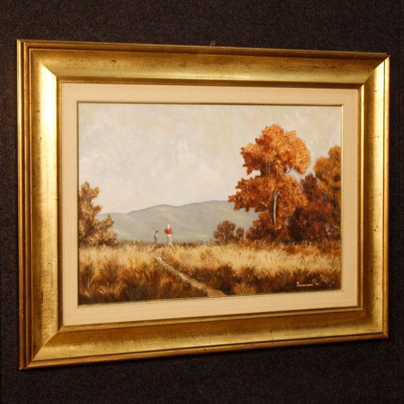 Signed and dated landscape painting oil on canvas
