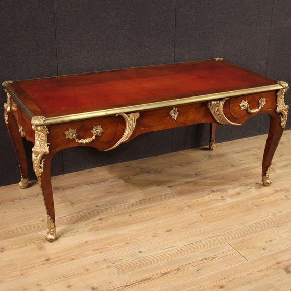 Great writing desk furniture antique style Louis XV table gold bronze 900